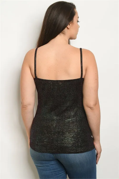 Black With Red Shimmer Plus Size Top