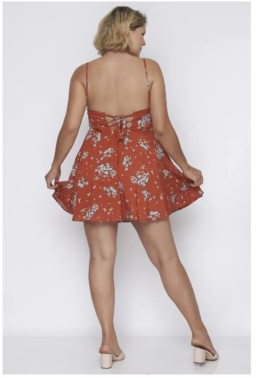 Brick Red Plus Size Mini Sundress