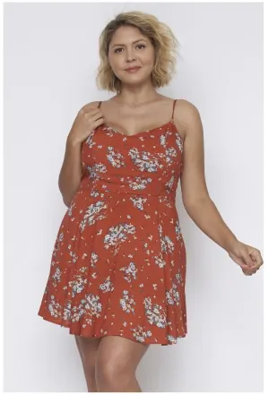 Brick Red Plus Size Mini Sundress