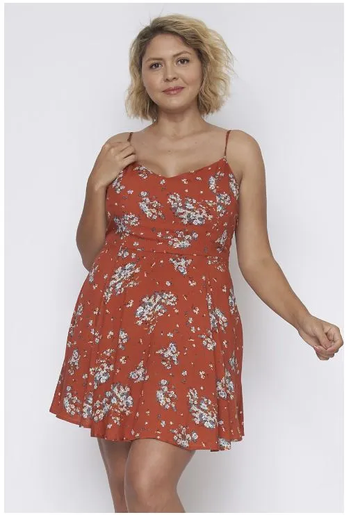 Brick Red Plus Size Mini Sundress