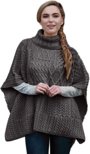 Carraig Donn 100% Irish Merino Wool Patchwork Aran Cowl Cape.