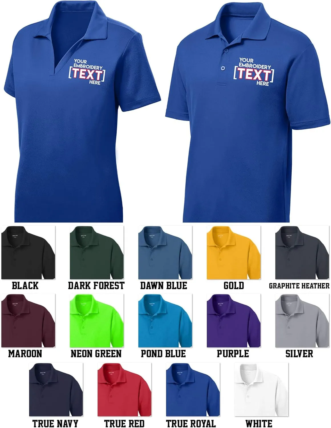 Custom Embroidered Shirts for Men - Your Text - Personalized Embroidery Polos