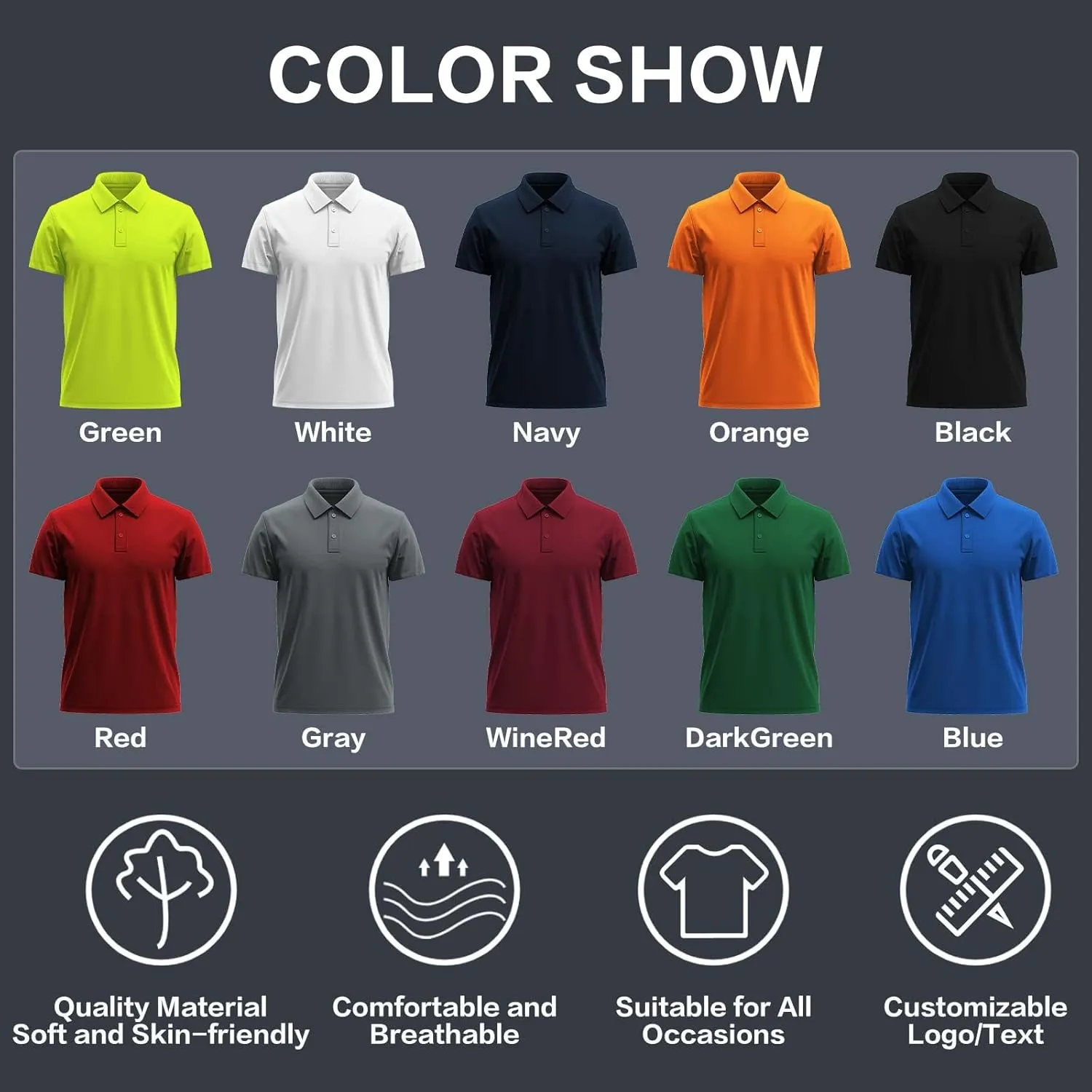 Custom Polo Shirts Desgin Your Own Text/Logo/Photo Personalized Golf Work Polo Customized FrontBack Embroidered Print