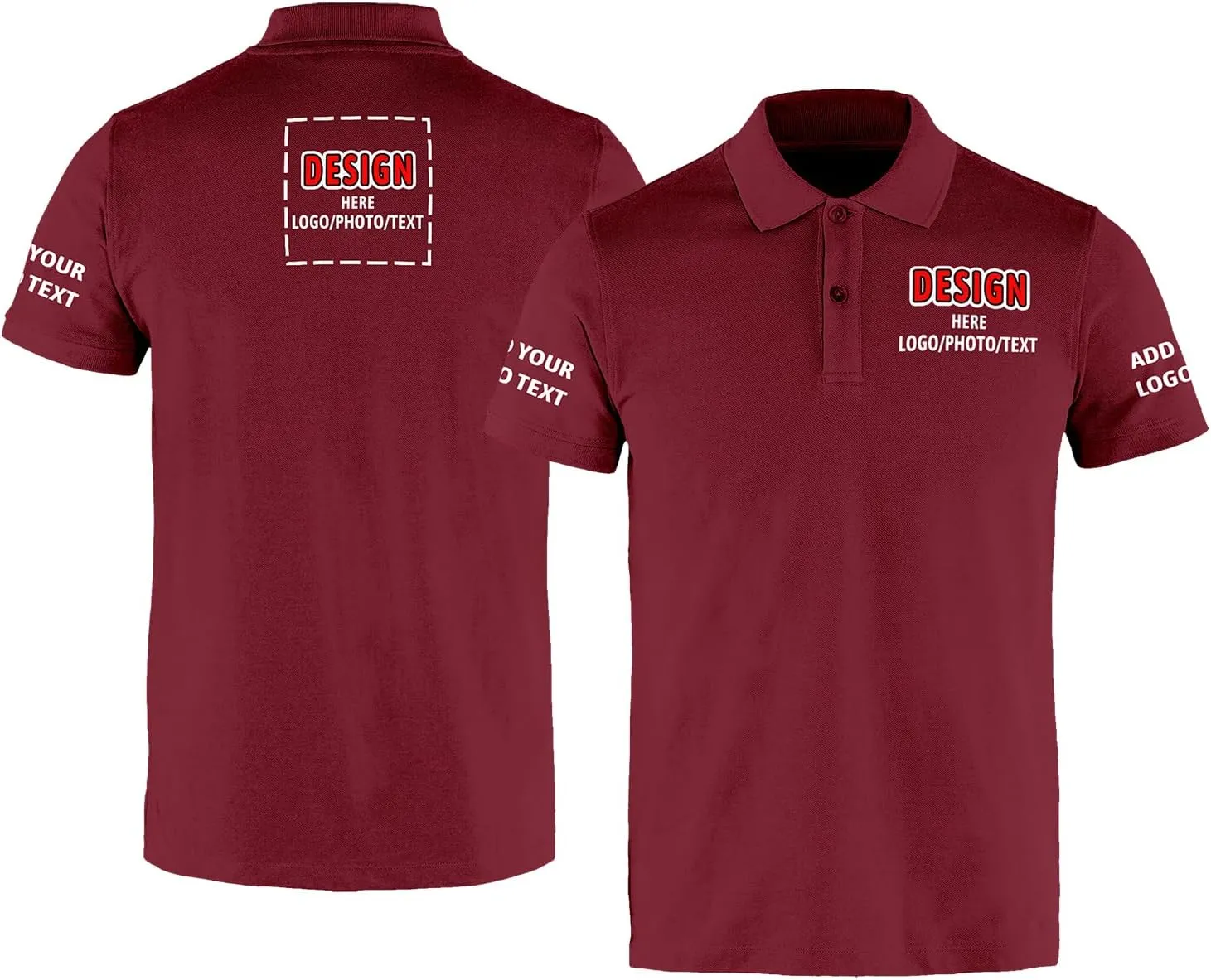 Custom Polo Shirts for Men Personalized Shirt Golf Jersey Customized Text Logo FrontBack Embroidered Print