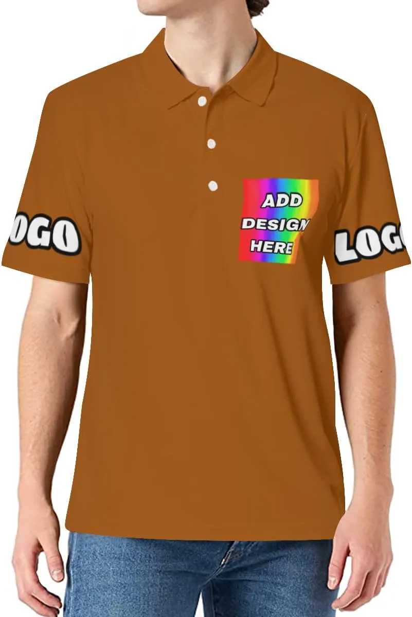 Custom Polo Shirts for Men Women Design Your Own Printed Front Back and Sleeve Personalized with Logo & Text
