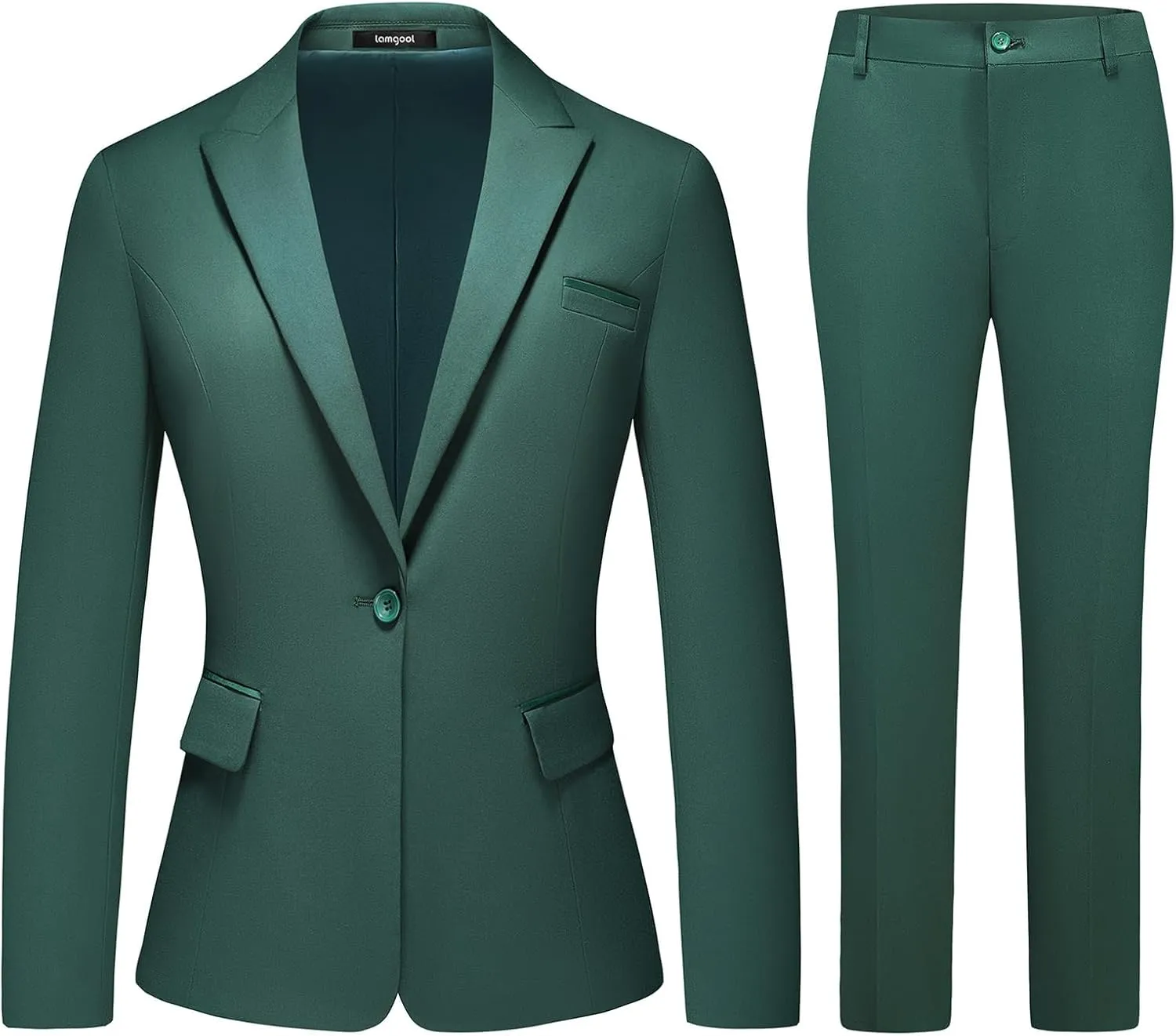 Lamgool Womens Suit 2 Piece Set Business One Button Peak Lapel Blazer Jacket with Pants for Office Ladies