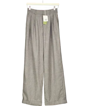 Lily Silk Black Wide Leg Wool-flannel Suit Trousers UK 8