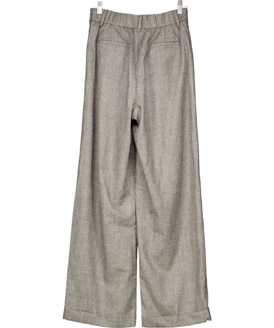 Lily Silk Black Wide Leg Wool-flannel Suit Trousers UK 8