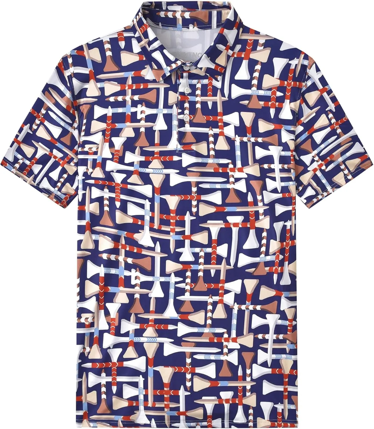 Mens Cool Crazy Funny Printed Golf Polo Shirts Summer Stretchy Dry Fit Short Sleeve Performance Shirts