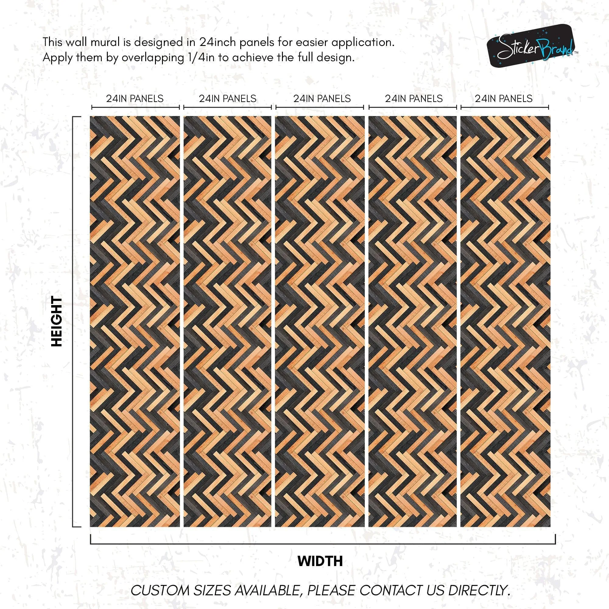 Modern Design Wooden Zigzag Panel Wallpaper Mural. #6736