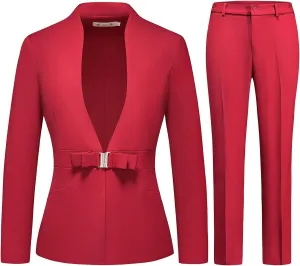 MODFUL Women's Business Pant Suit Set 2 Piece Slim Fit Blazer Jacket One Button Buckle Closure Lady Work Suit for Office