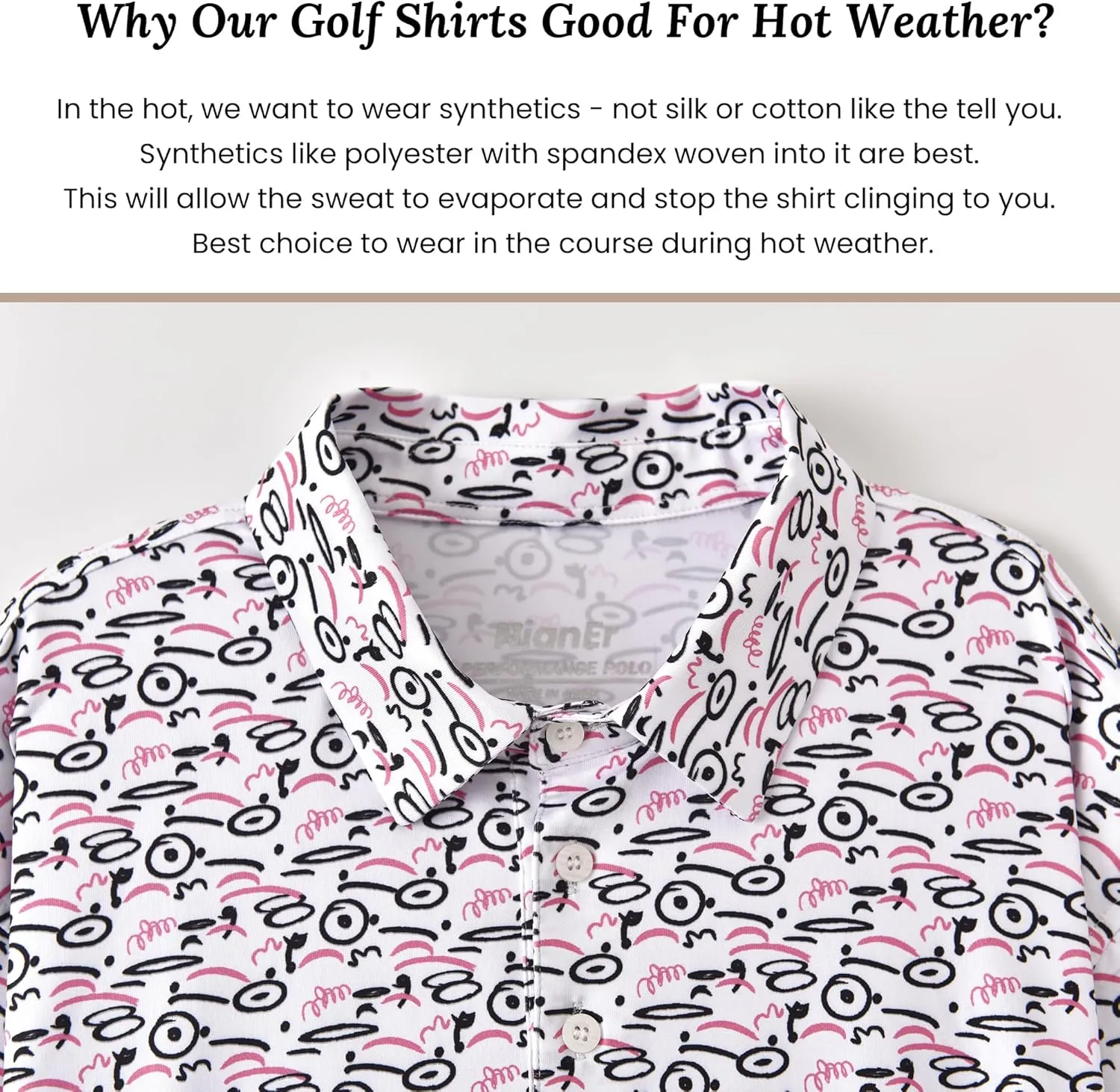 NianEr Mens Cool Crazy Funny Golf Polo Shirts Summer Dry Fit Short Sleeve Performance Moisture Wicking