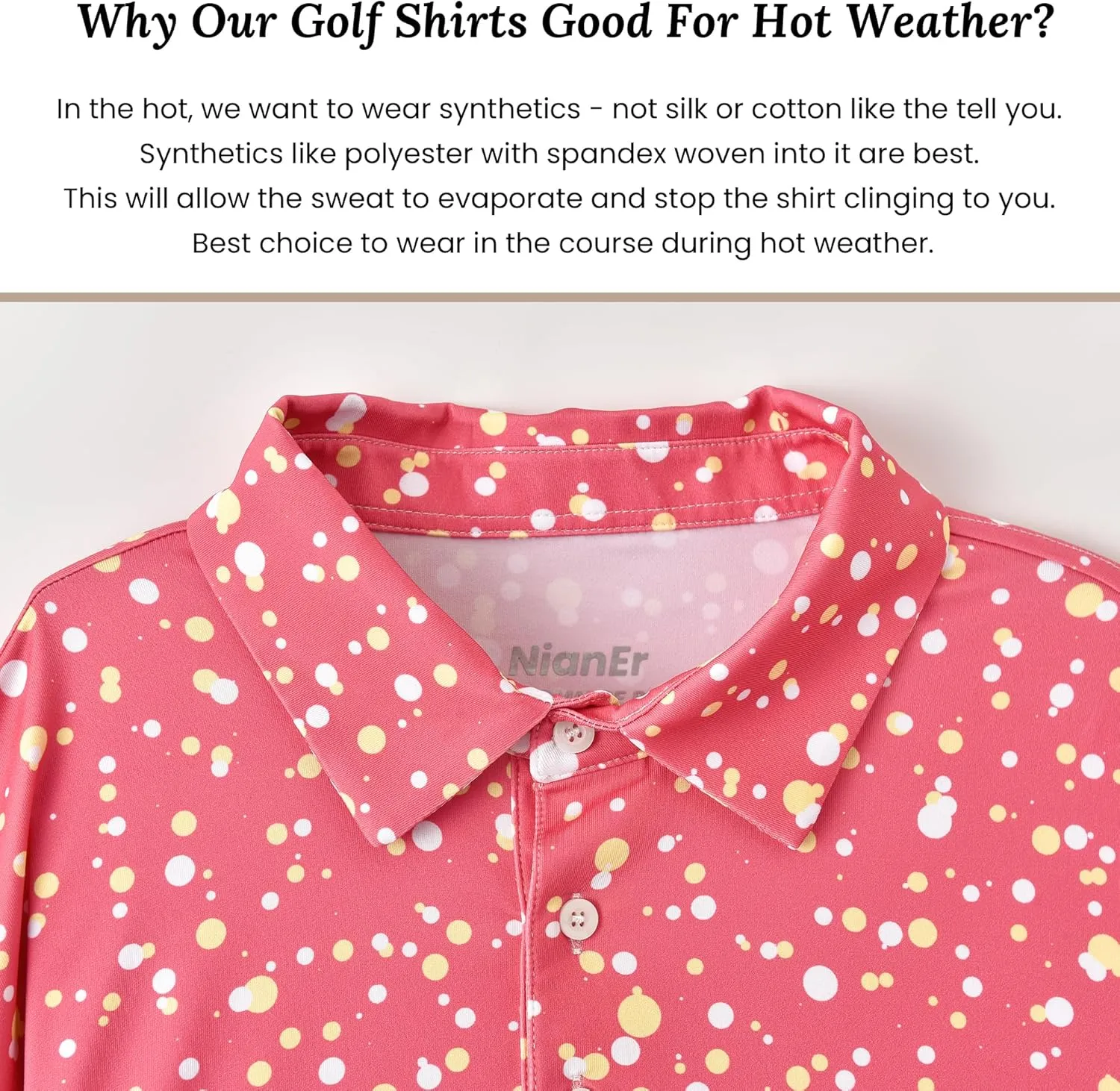 NianEr Mens Cool Crazy Funny Golf Polo Shirts Summer Dry Fit Short Sleeve Performance Moisture Wicking