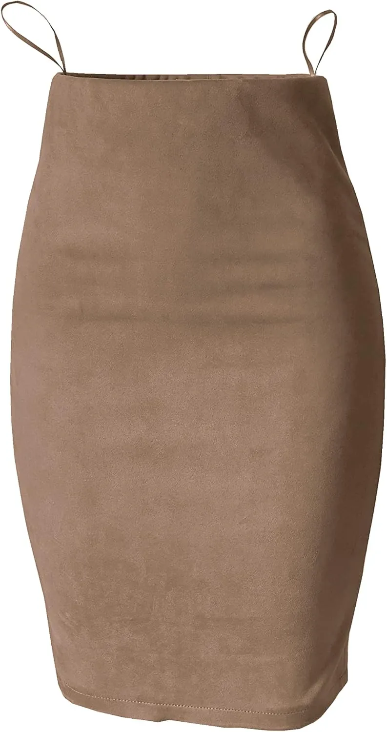ODCOCD Women's Faux Suede Pencil Skirt