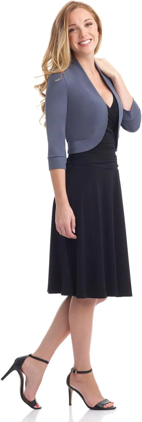 Rekucci Women's Soft Knit Rounded Hem Stretch Bolero Shrug
