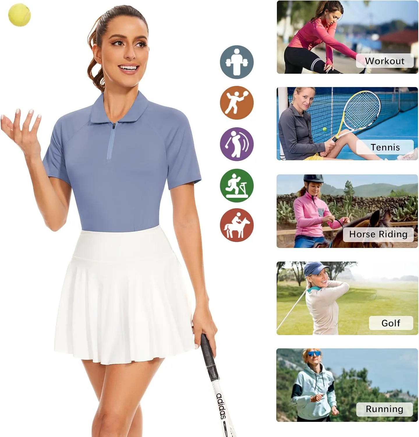 Soneven Women's Sleeveless Golf Shirts Ribbed Golf Tanks Tops UPF50  Athletic Racerback Polo Shirts Tennis Tops