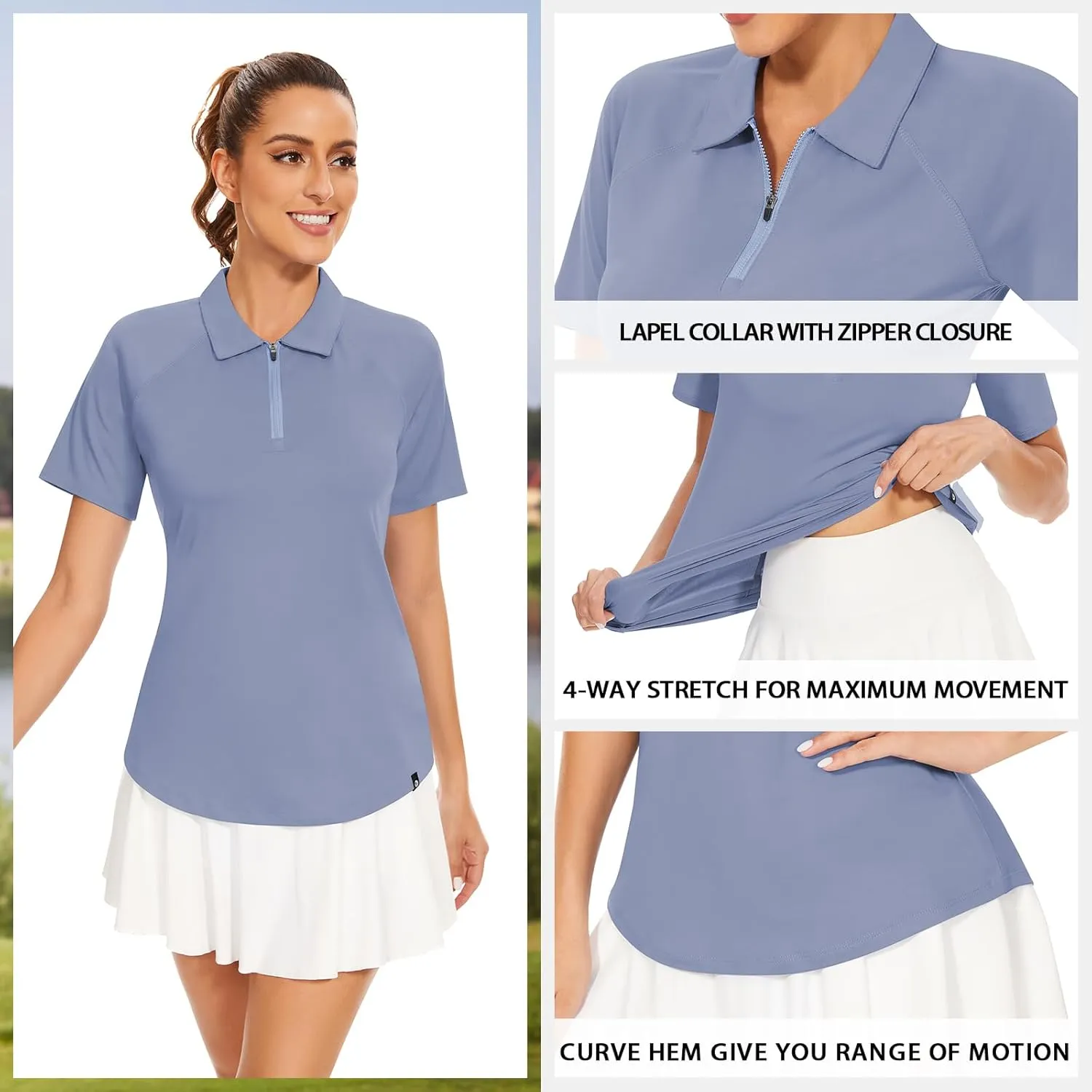 Soneven Women's Sleeveless Golf Shirts Ribbed Golf Tanks Tops UPF50  Athletic Racerback Polo Shirts Tennis Tops
